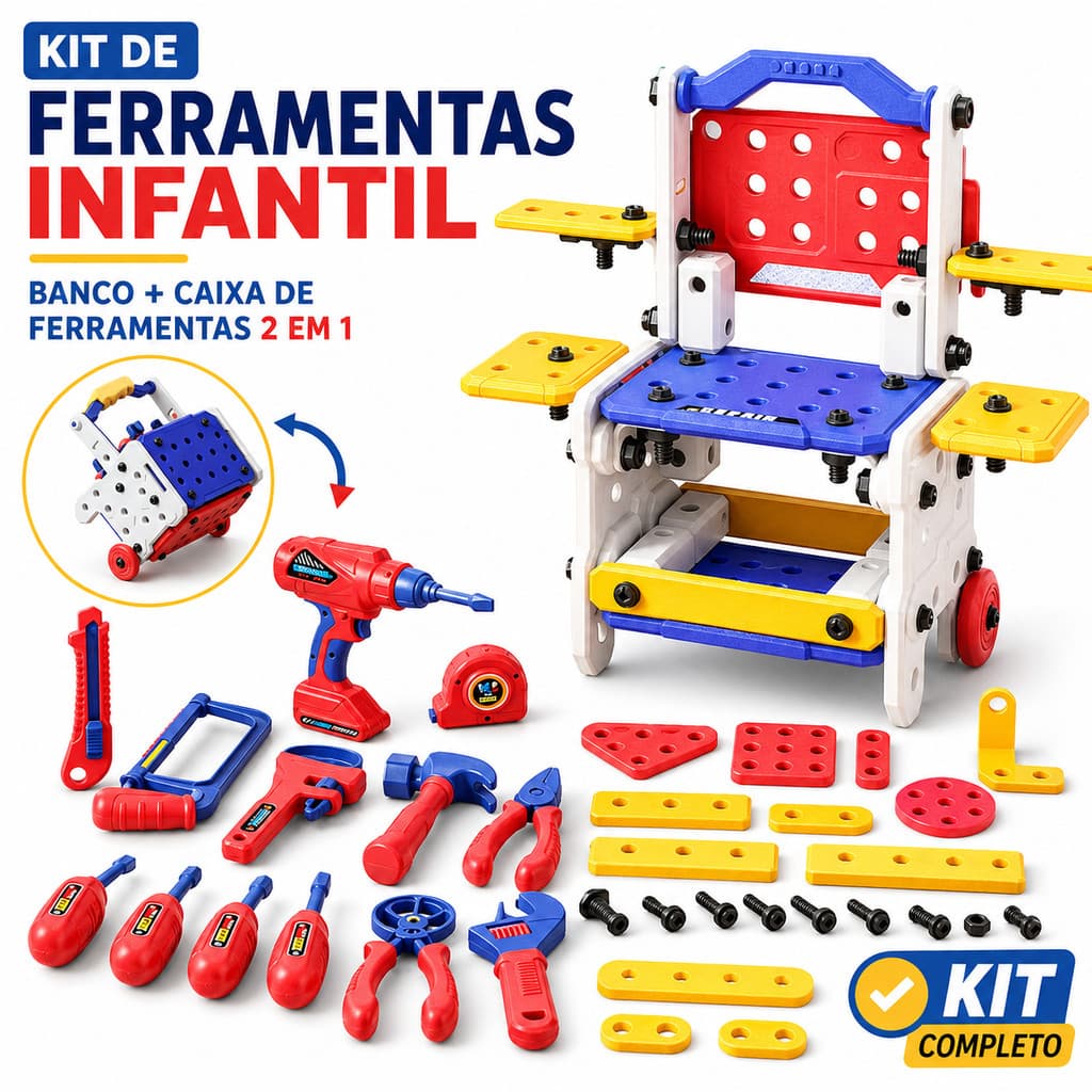 Conjunto De Ferramentas Infantis Brinquedo De Construção Simulada , Inclui Furadeira Elétrica , Capacete , Chave De Fend