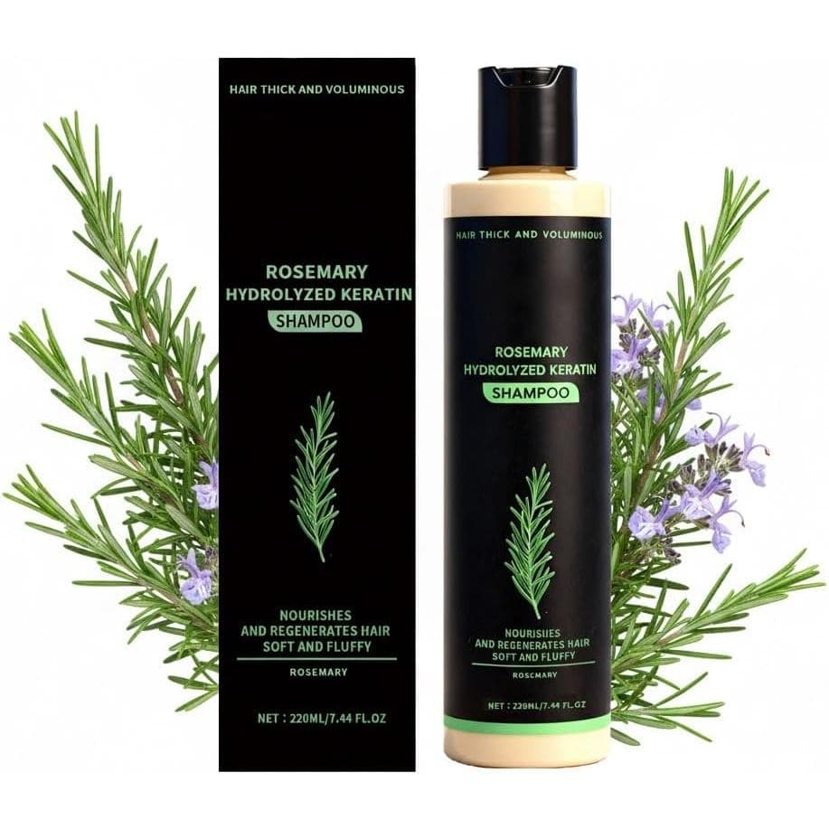 220ml / 7.4 fl oz Shampoo Orgânico de Alecrim para Crescimento Capilar, Shampoo de Alecrim com Queratina Hidrolisada - F