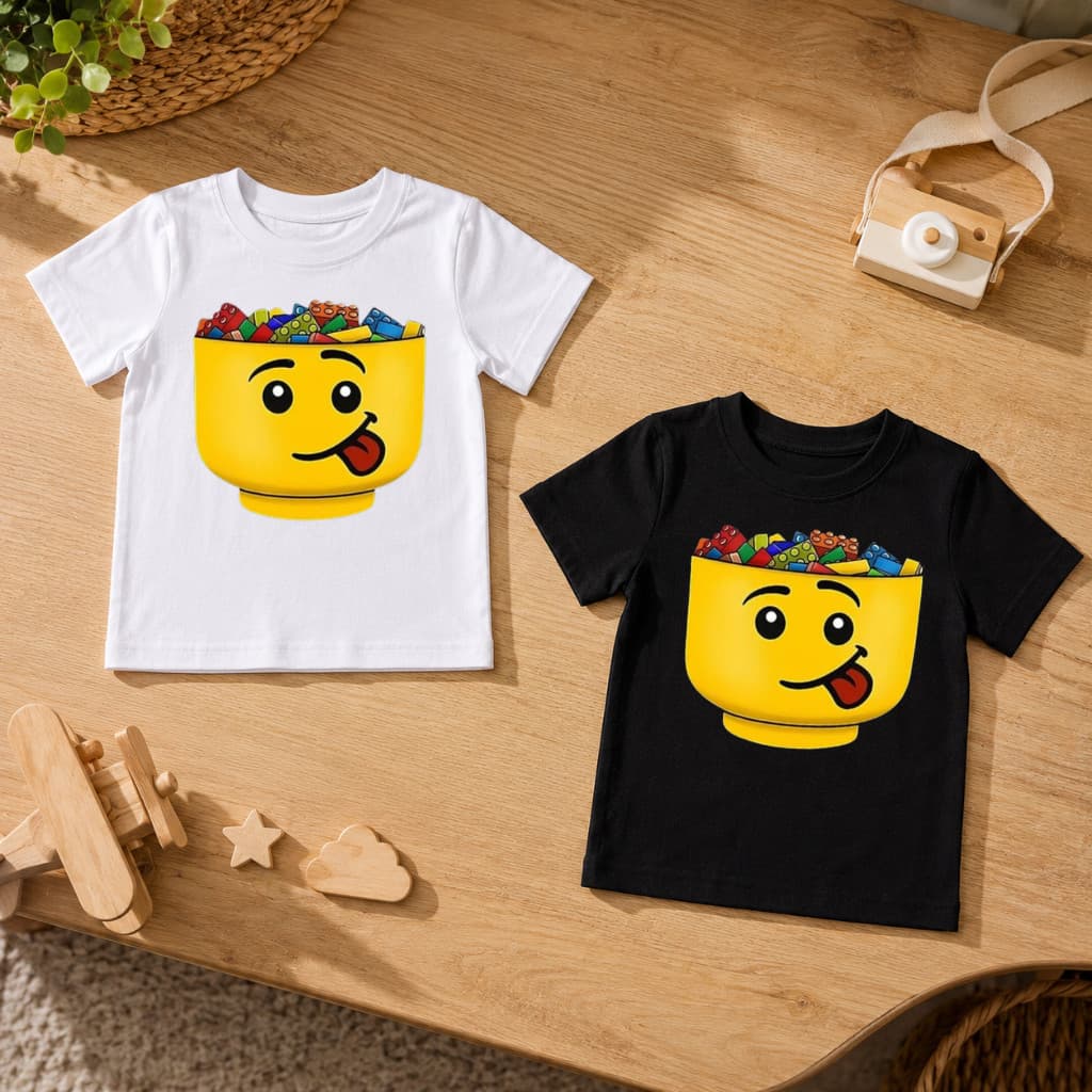 Kit 2 Camisetas Infantis Lego Blusa Divertida Unissex 100% Algodão Confortável Premium Desenho Geek Infantil