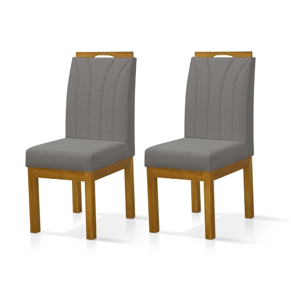 Conjunto 2 Cadeiras Blend Para Mesa De Jantar Linho Esfodada Pés Em Madeira