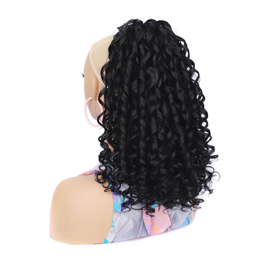 Comércio exterior médio longo cabelo encaracolado rabo de cavalo primavera encaracolado peruca rabo de cavalo romano enc