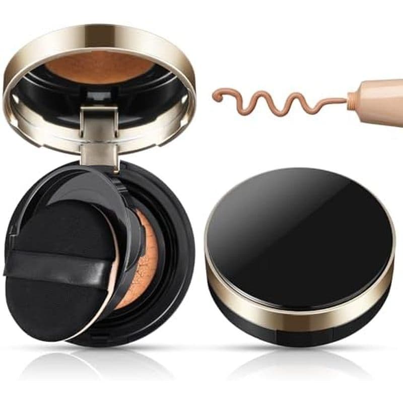 Zopeal 2 Peças 15g/0.5oz Caixa De Base De Almofada Luxuosa Vazia Portátil Sopro Bb Recipiente De Pó Com Esponja De Ar E