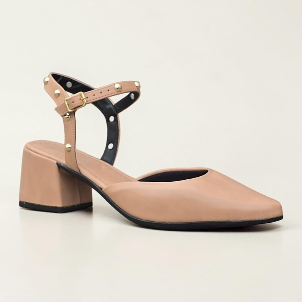 Sapato Feminino Scarpin Bico Fino Salto Bloco Grosso 6cm Confortável, Elegante, Sofisticado