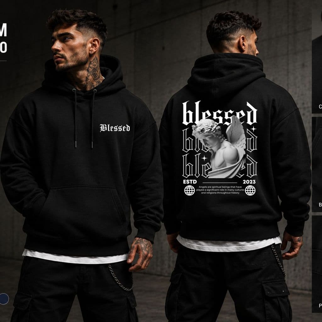 Blusa Moletom Masculino Blessed Flanelado Canguru com Capuz Unissex, premium