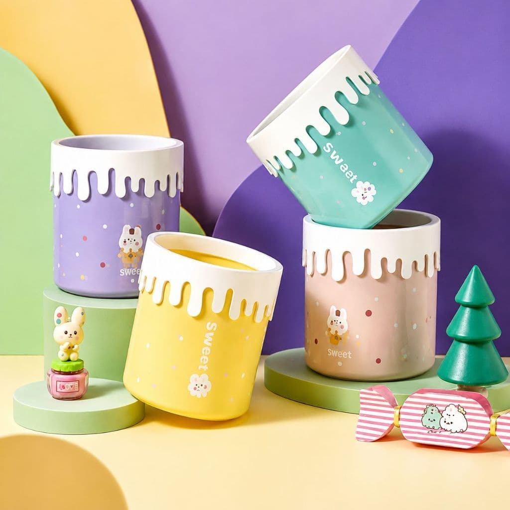Mini Lixeira de Mesa Decorativa Porta Lixo Fofo Multiuso para Escritório Quarto Infantil Escrivaninha Decoração