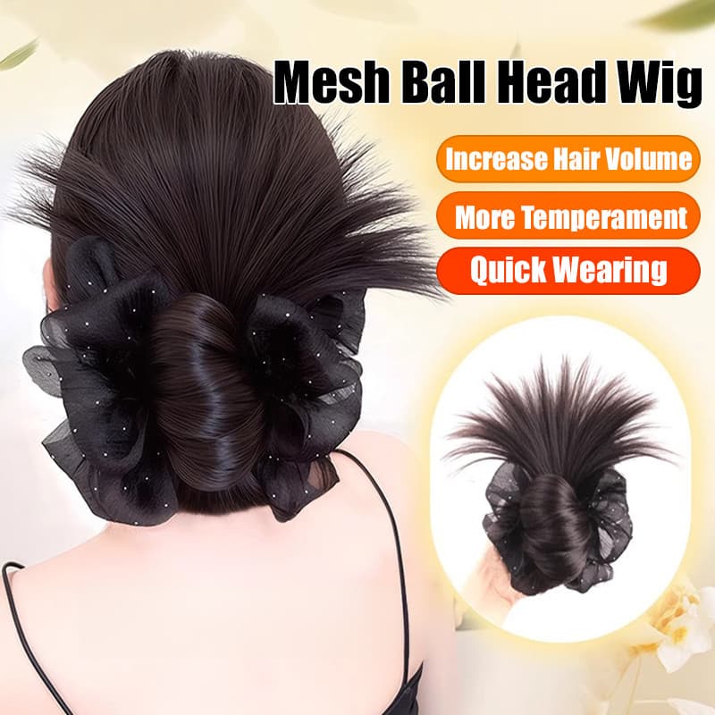 [Brilho Elegante] Elegant Low Bun Wig Clip with Glitter Mesh | Peruca/Grampo/Penteado Feminino
