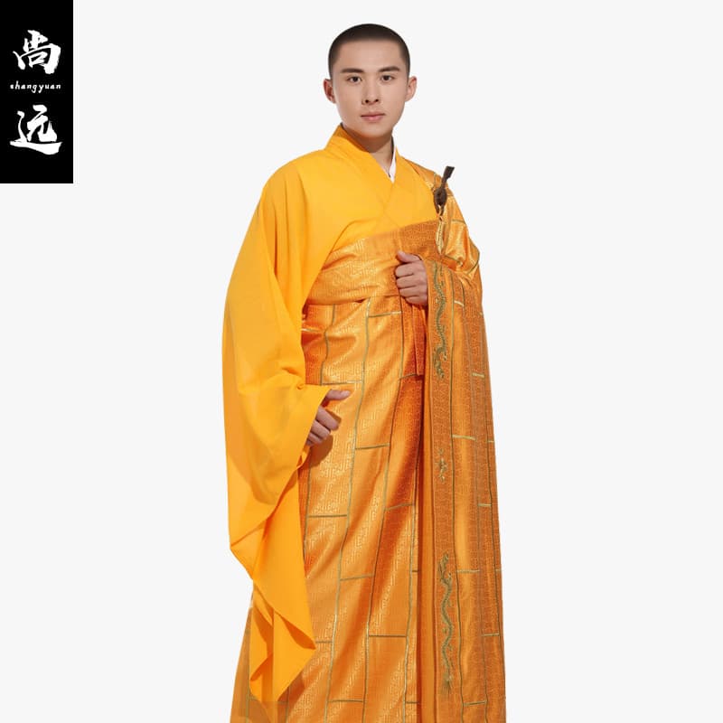 Shangyuan cassock seda dragão dourado patriarca roupas monge Tang monge roupas mil flores dourado marrom mestre monge ro