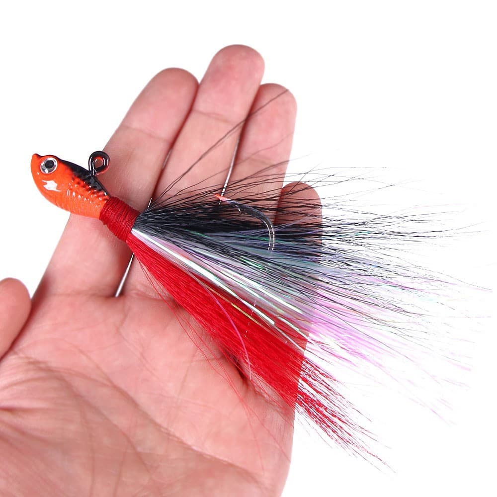 Hengjia 1 Peça Swim Jig 7g-85g Cabeça de Jigging de Chumbo com Anzol Baixo, Isca de Pesca, Anzóis Spinnerbait com Pena Z