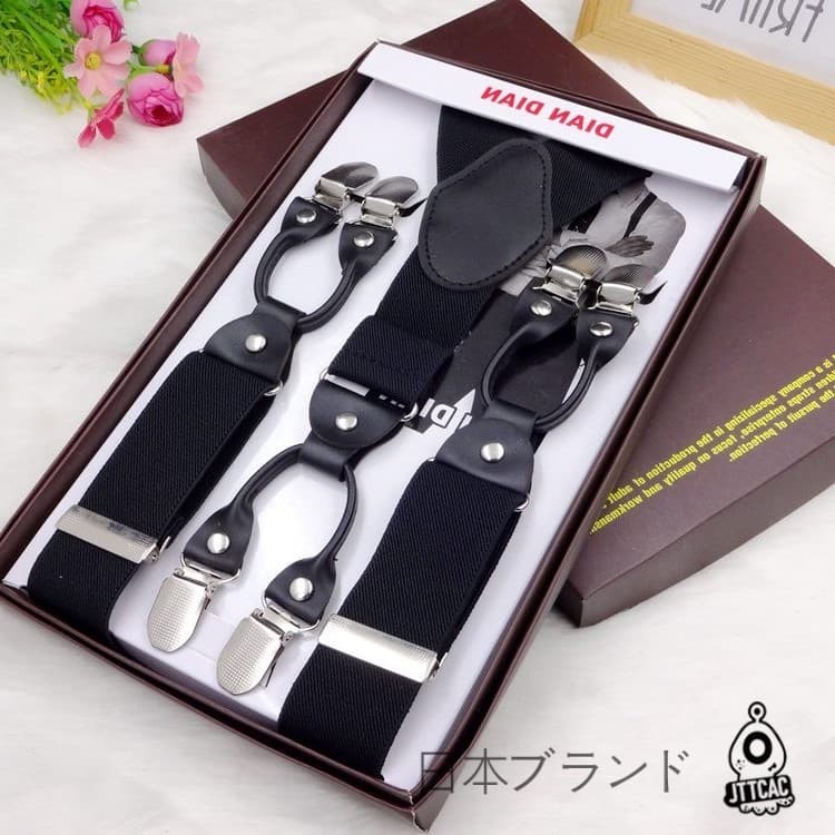 Japão japão JT estilingue de couro masculino cinta clipe terno calças suspensórios cinto calças masculinas elástico cava