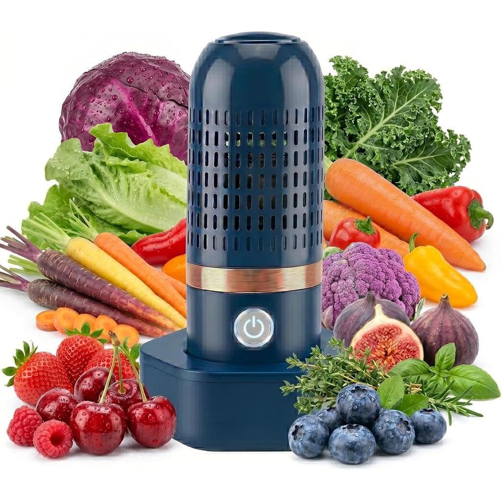 Purepod Produce Cleaner - Máquina de Lavar Vegetais Portátil, Purificador de Íons OH Sem Fio, À Prova d'Água IPX7 (Azul)