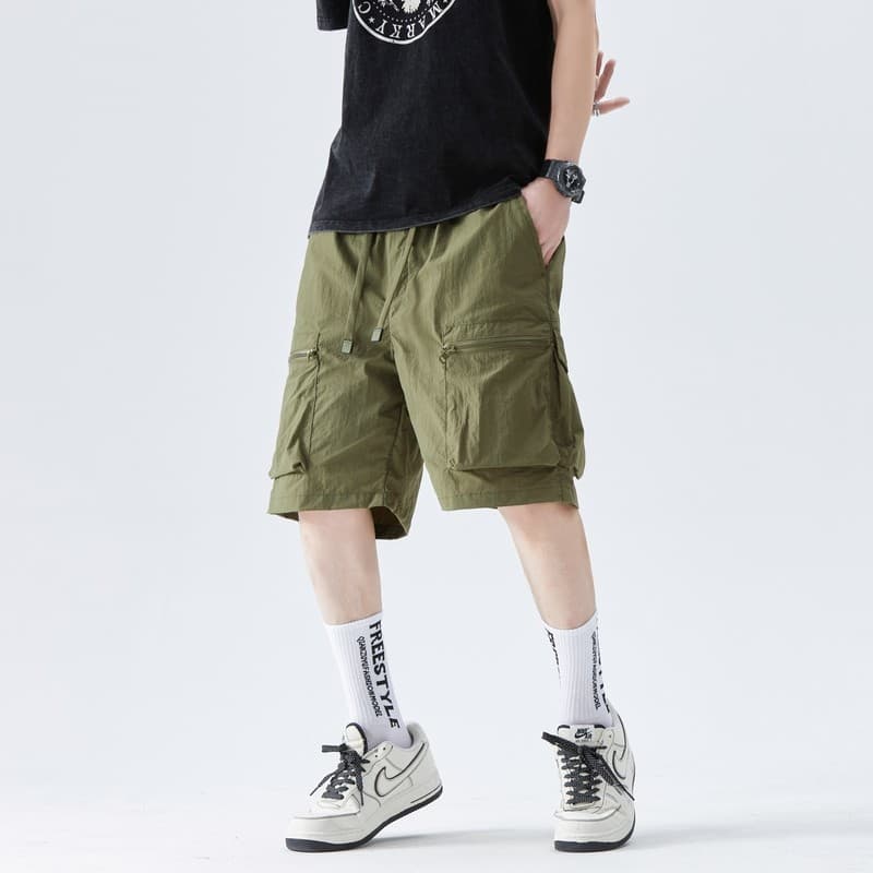 Macacão de oxigênio gelo Shorts masculino verão novo estilo Street Wear solto calças esportivas verão masculino seda gel