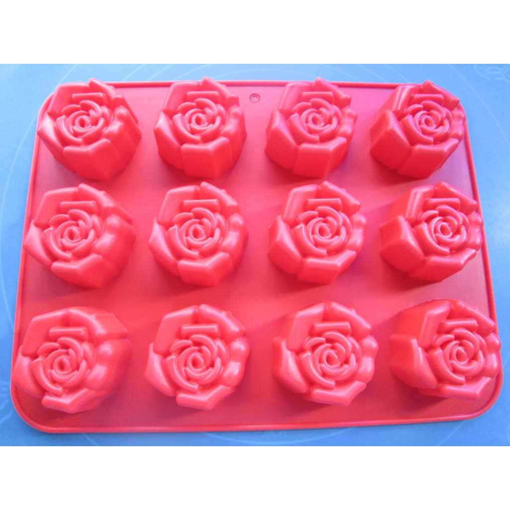 12 rosa silicone bolo molde forno ferramentas de cozimento de silicone sabão artesanal resistente a altas temperaturas p