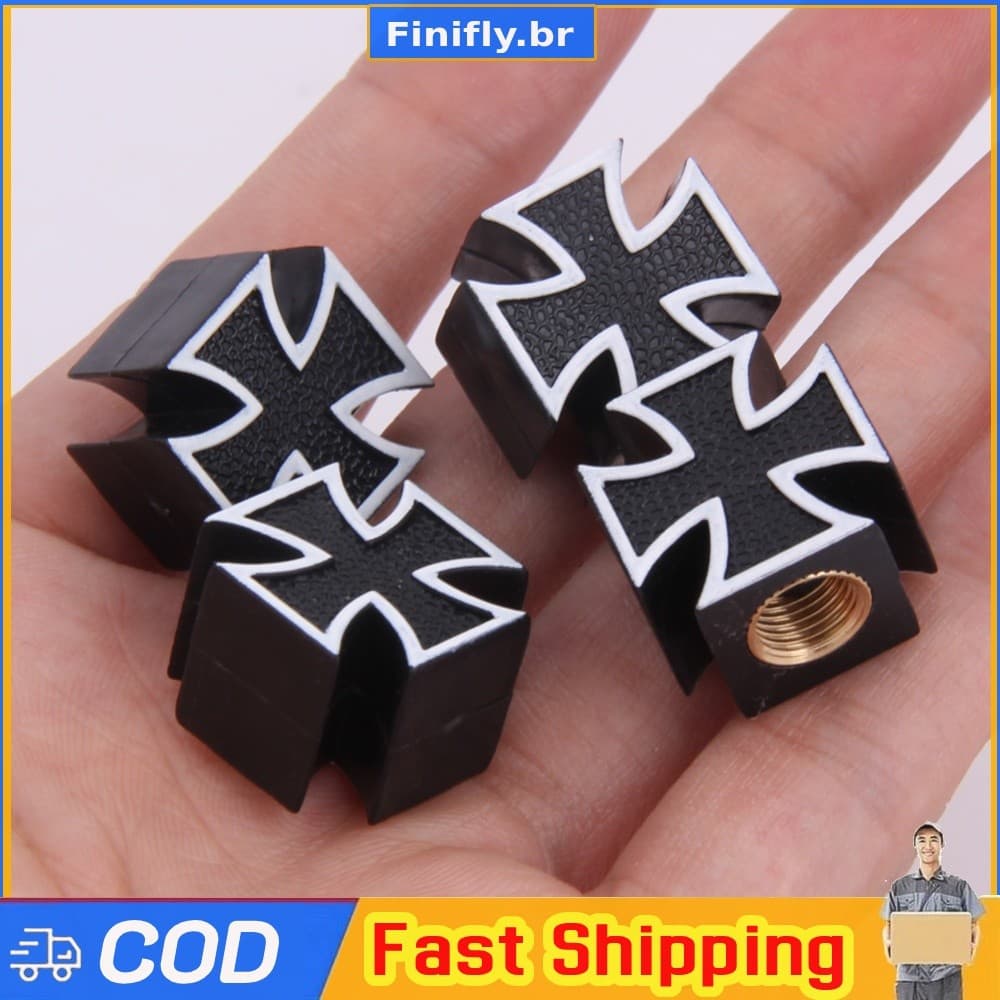 4 Pçs Estilo Cruz Pneu Válvula De Ar Tampas Poeira Haste Da Cobre Rodas Universais Válvulas Pneus Para Carro Caminhão Bi