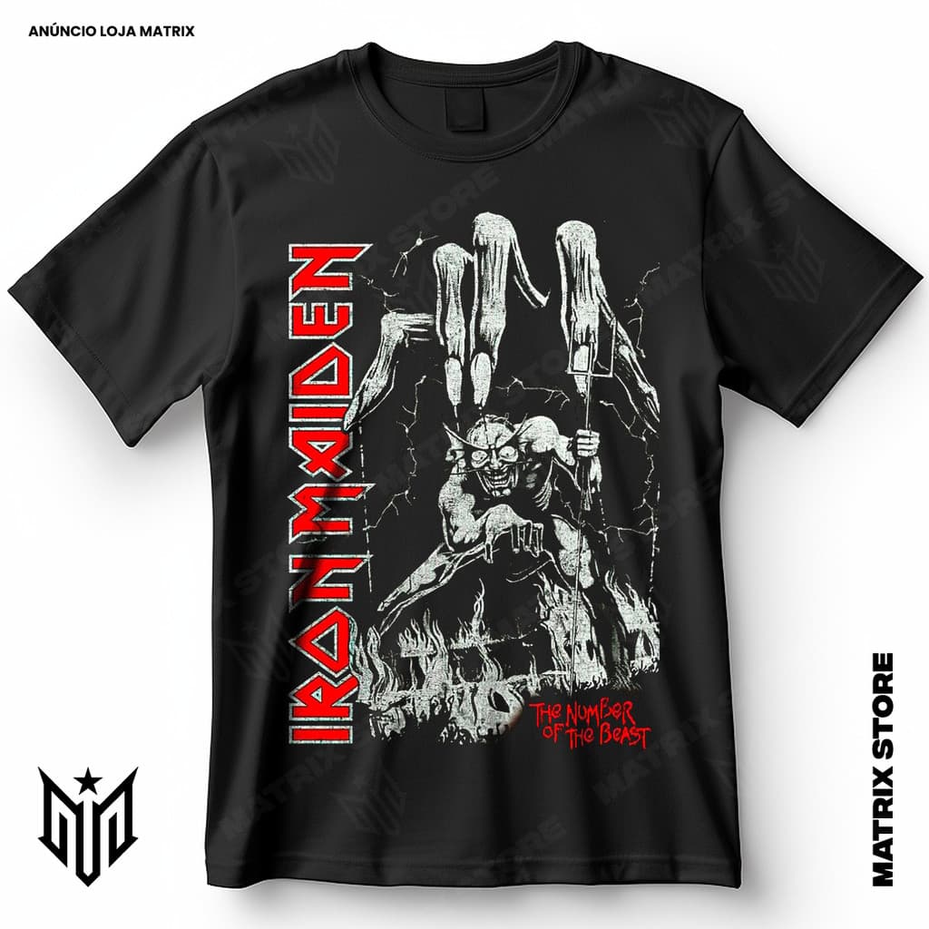 Camisa Iron Maiden The Number Of The Beast Blusa Camiseta de Rock 100% Algodão
