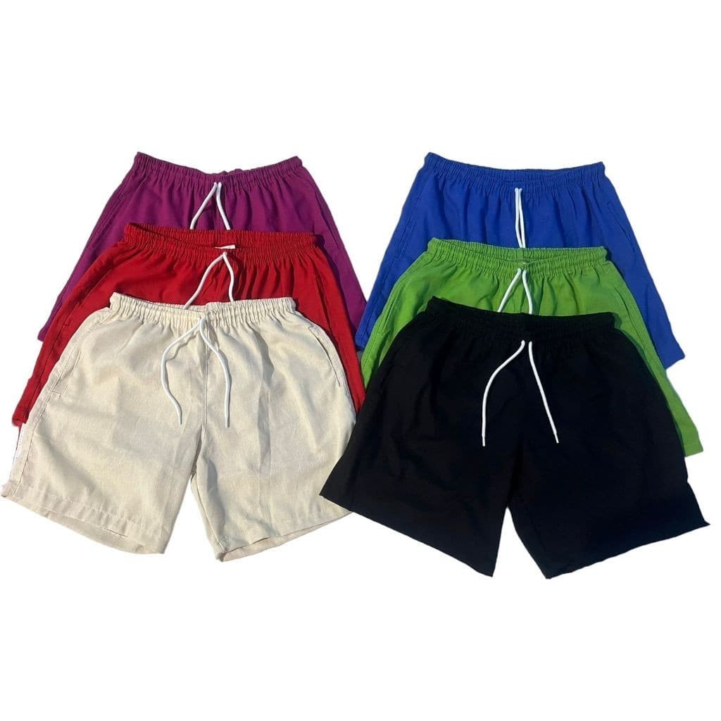 KIT 4 peças shorts linho masculino lisa