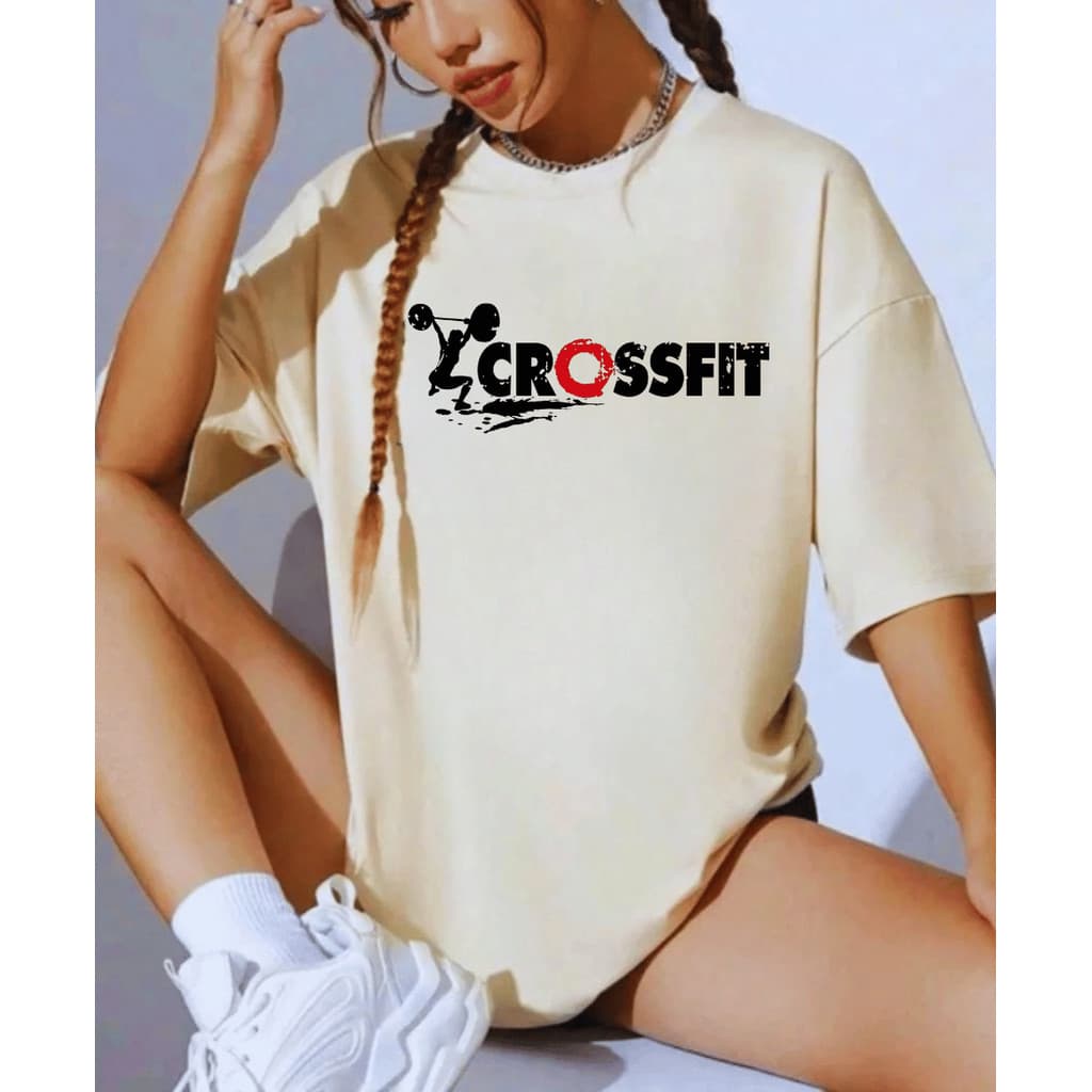 Camisa T-shirt Feminina Oversized100% Algodão Camiseta Estilo Academia Treino Musculação CrossFit