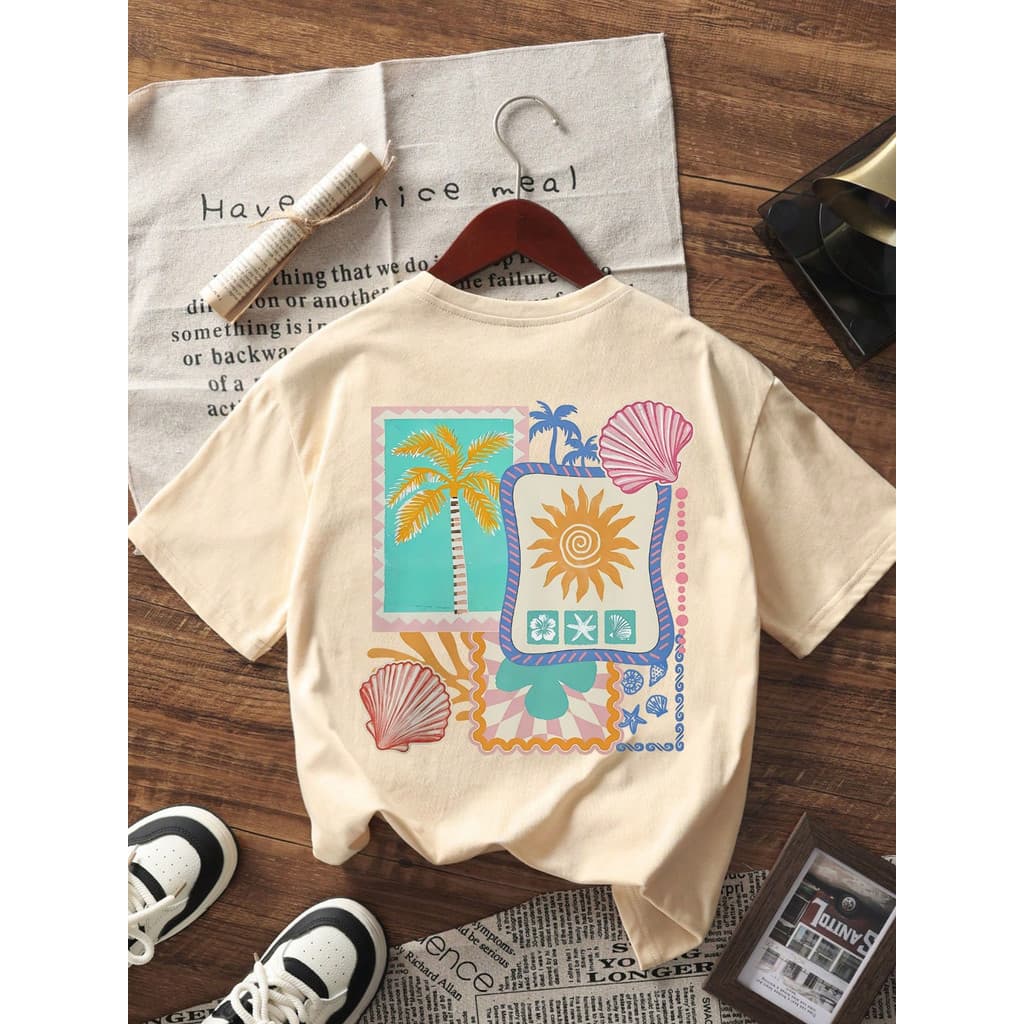 Camiseta Blusa Feminina Masculina Quadros Tropicais Moda Verão 2025 Camiseta Premium 100% Algodão