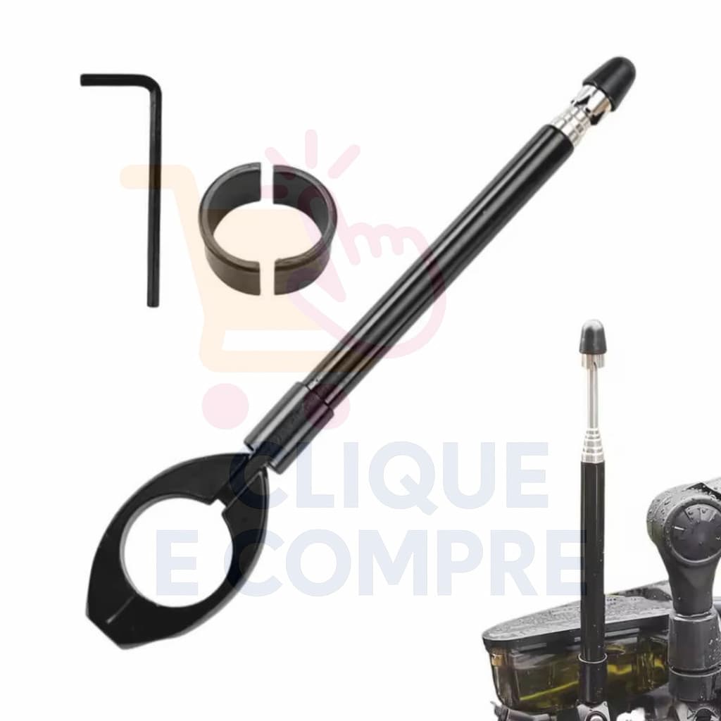 Antena de Moto Corta Linha de Pipa Retrátil Anti Cerol Aço Inox Guidão Retrovisor 6 Estagios