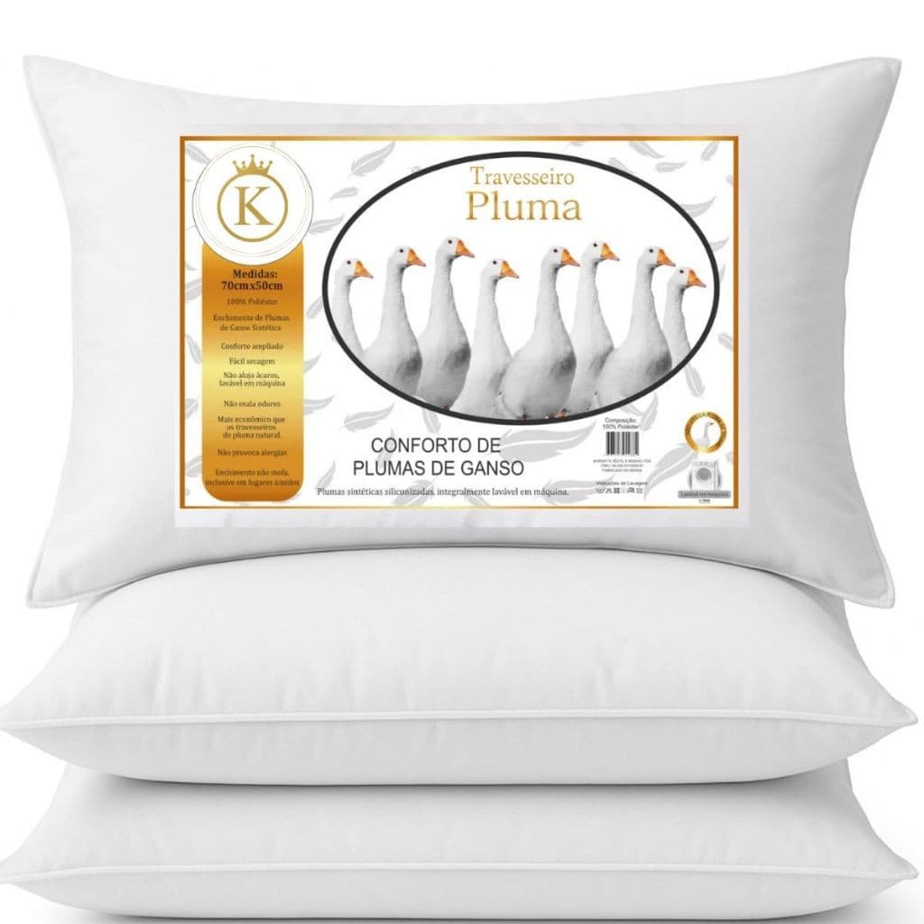 Travesseiro Macio Grande Avulso Pluma Ganso Sintetico Alto Firme 50x70 Grande Hotel Branco Leve
