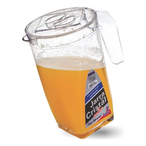 Jarra Acrílica Com Tampa Suco Água 2 L Acrílico Transparente Cristal/transparente
