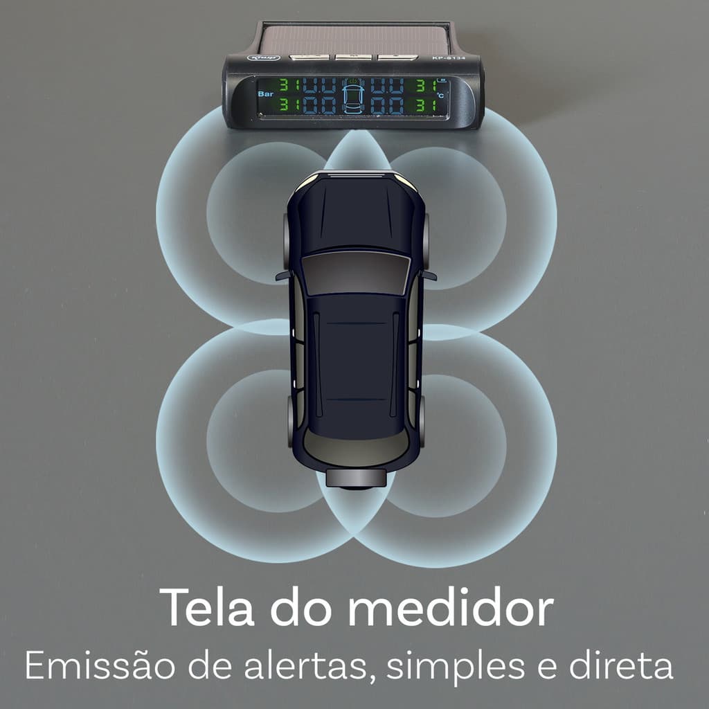 Medidor De Pressao dos Pneus Sensor Com Monitoramento Ip67 Recarga Solar Mede Pressão e Temperatura
