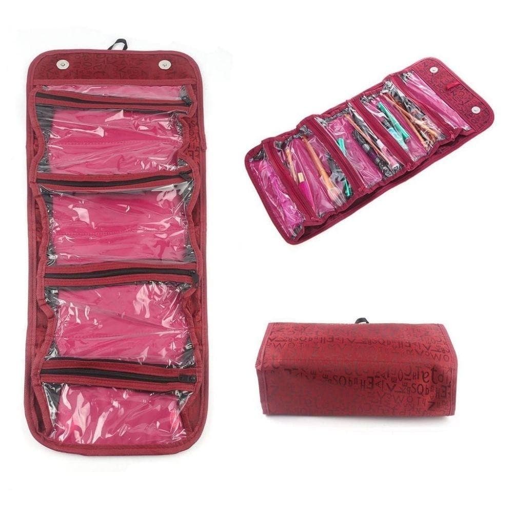 Bolsa Viagem Dobravel Necessaire 4 Divisorias Organizador Maquiagem Pinceis
