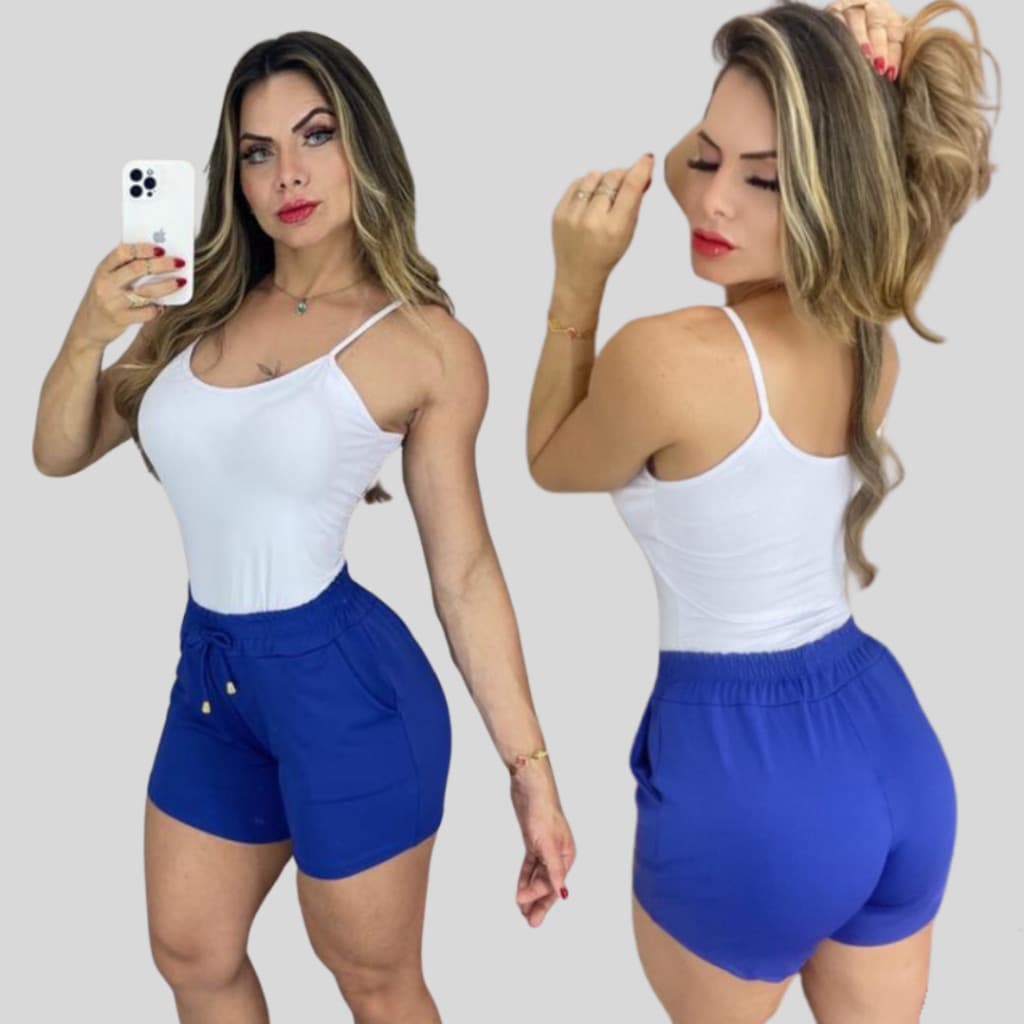 Kit Com 2 Shorts Feminino Short Básico Suplex Liso Com Bolso Bermuda Shortinho Feminina Com Bolso Várias Cores
