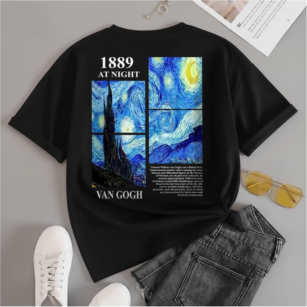 Camiseta T-shirt Unissex Algodão Van Gogh Vintage Vintage 1889 Culture Premium