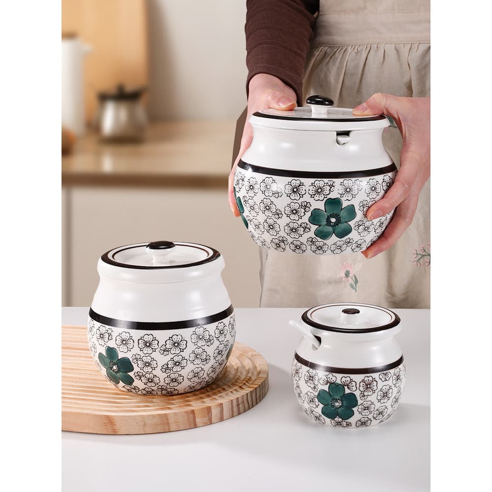 La Band Tank Household Cozinha de cerâmica resistente a altas temperaturas com frasco de tempero de óleo de pimenta Sale
