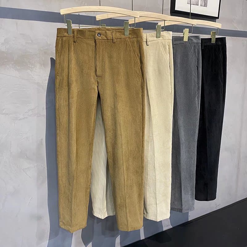 Americano Retro estilo japonês café cor veludo calças masculinas terno de inverno calças soltas versão coreana macacão C