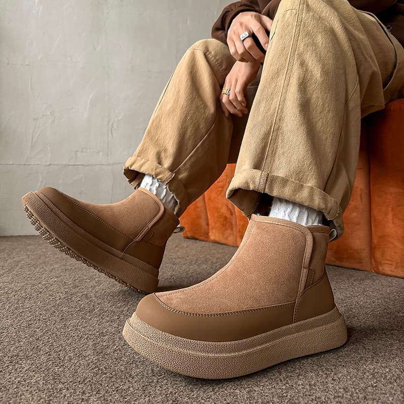 W botas de neve de inverno forro de lã masculino engrossado nordeste sapatos de algodão lazer ao ar livre botas curtas q