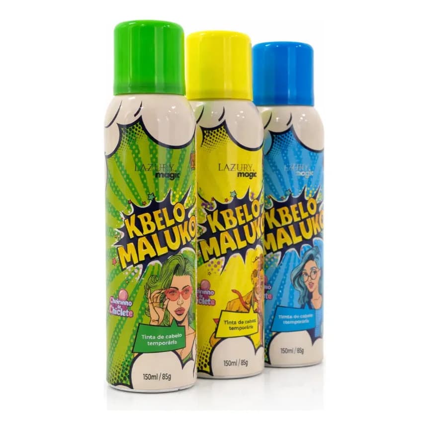 Kit 3 Tintas Spray Cabelo Copa Brasil Verde Azul E Amarelo Verde/amarelo/azul