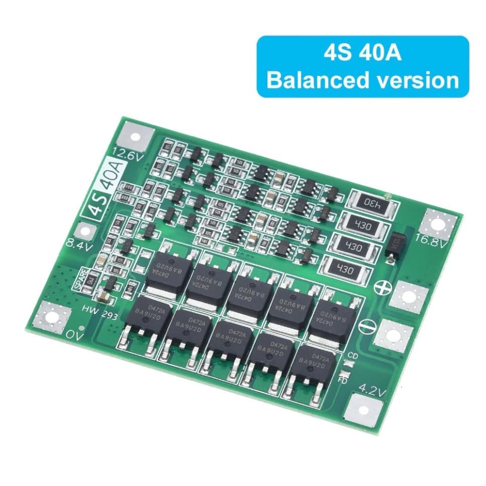 Placa de Proteção BMS 4S 40A 16,8V,  Bateria  Li-ion lítio 18650