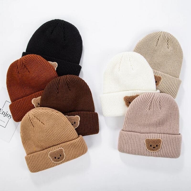 Bonito Dos Desenhos Animados Urso Bebê Meninos Chapéus Macio Quente Malha Gorros Para Criança Crianças Meninas Outono In