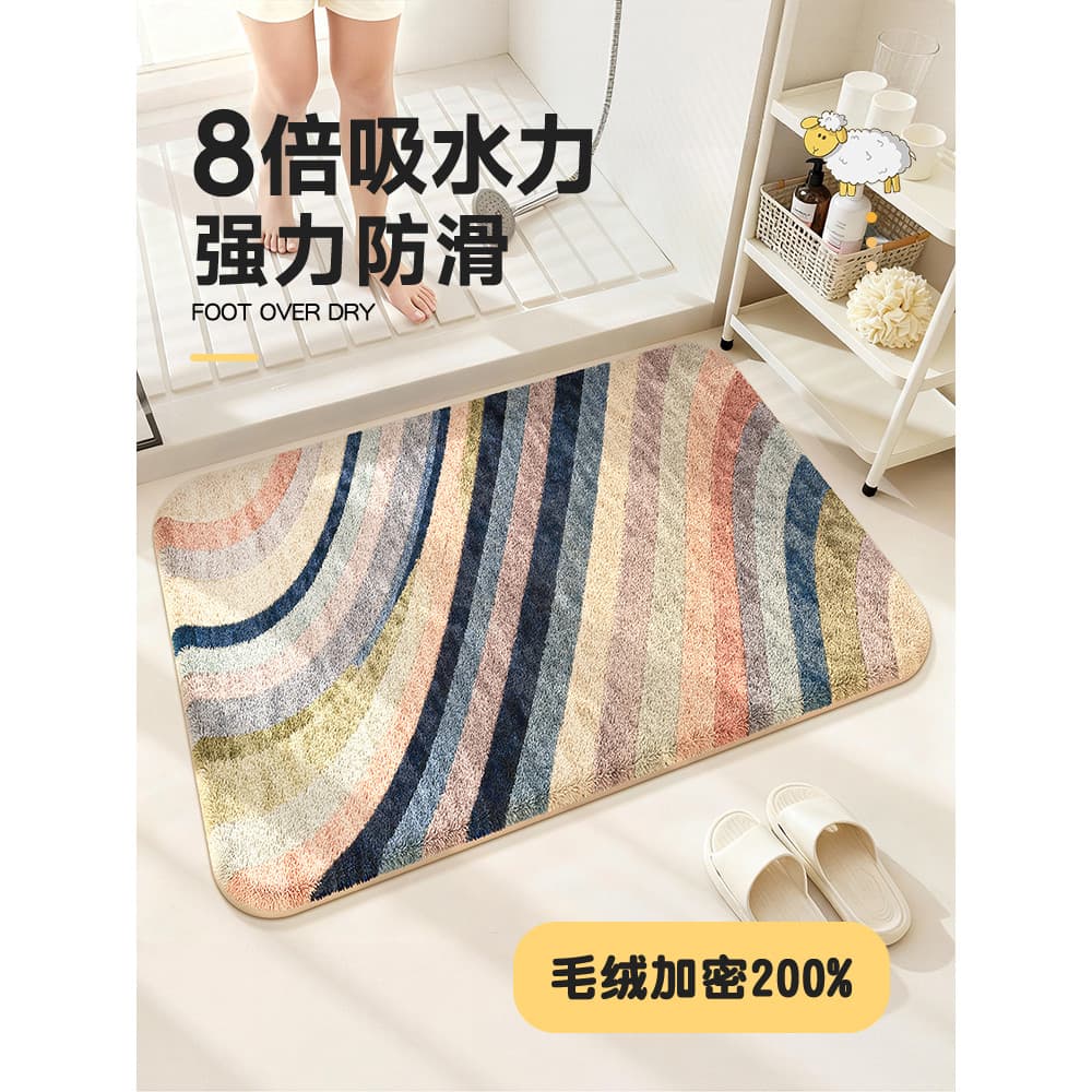 Tapete absorvente para porta de banheiro, imitação de caxemira, antiderrapante, para uso doméstico, banheiro, porta de v