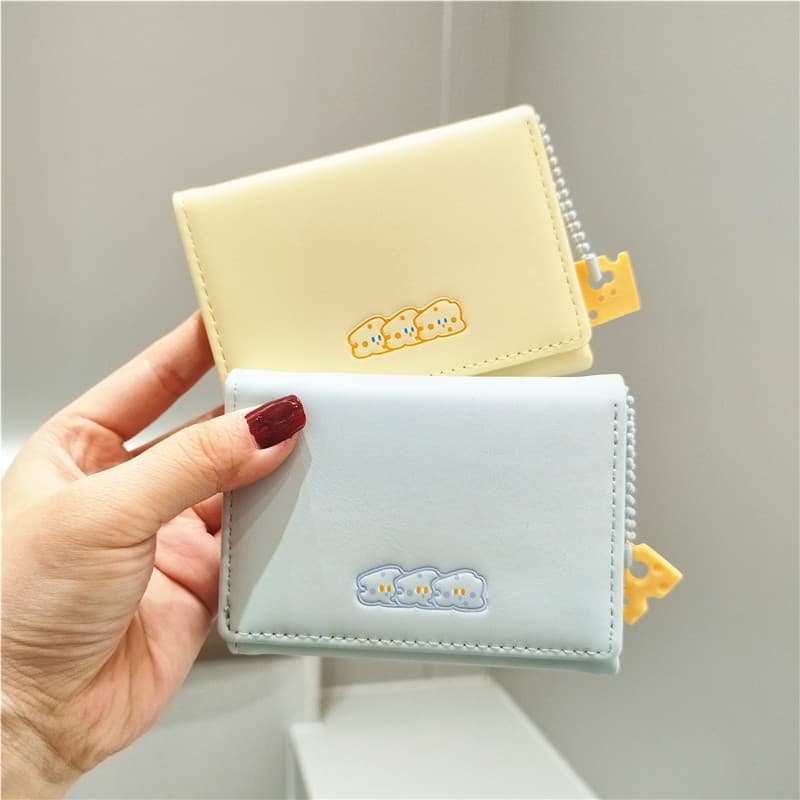 carteira carteira feminina Carteira de queijo japonês bonito titular do cartão curto senhoras bolsa de moedas 30% de des