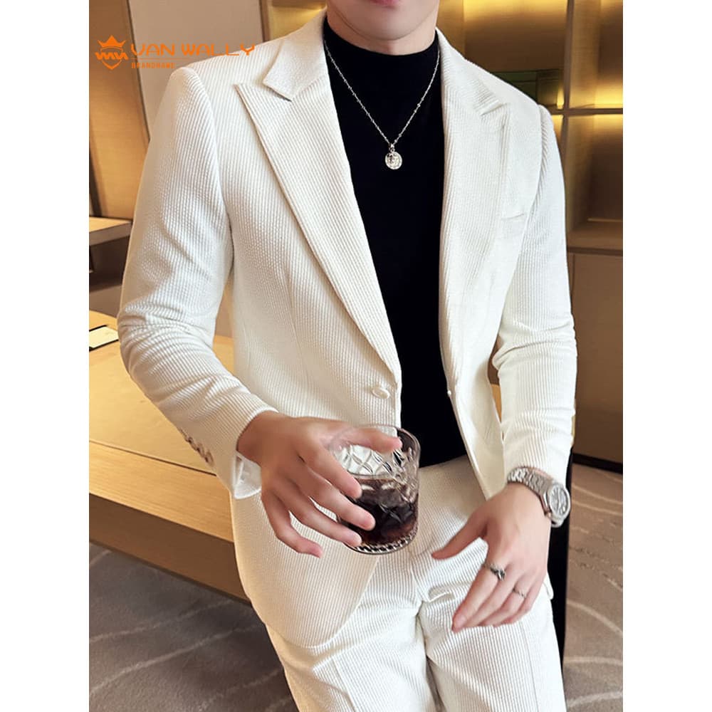 Outono inverno 2024 novo estilo terno de veludo masculino High-End estilo grosso cor sólida terno Casual terno de duas p