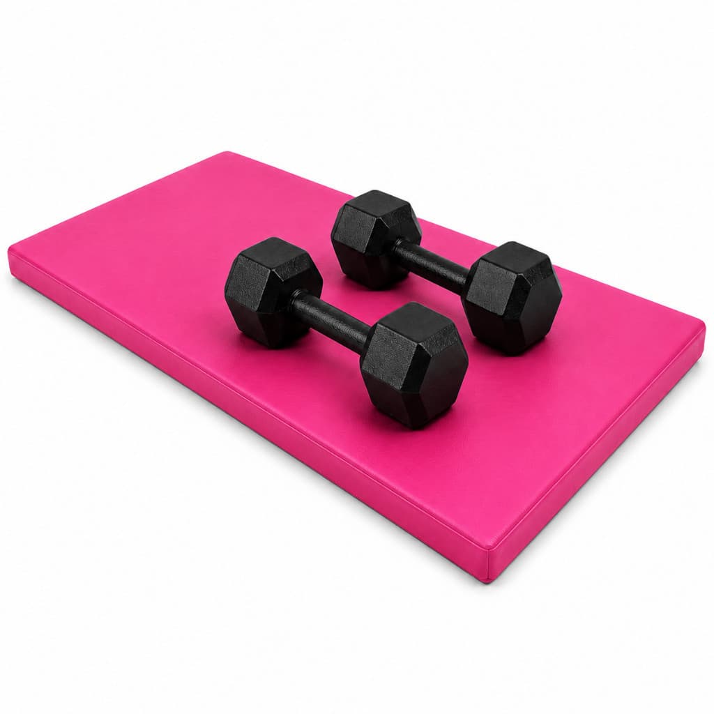Desconto -Oferta Kit Par Halter Sextavado 1kg + Colchonete Academia Rosa | Musculação e Exercícios em Casa | Resistente