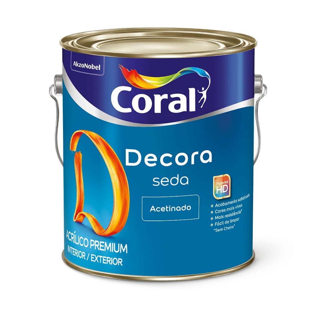 Tinta Acrílica Acetinada Coral Decora Seda 3,2L Alta Cobertura E Sofisticação