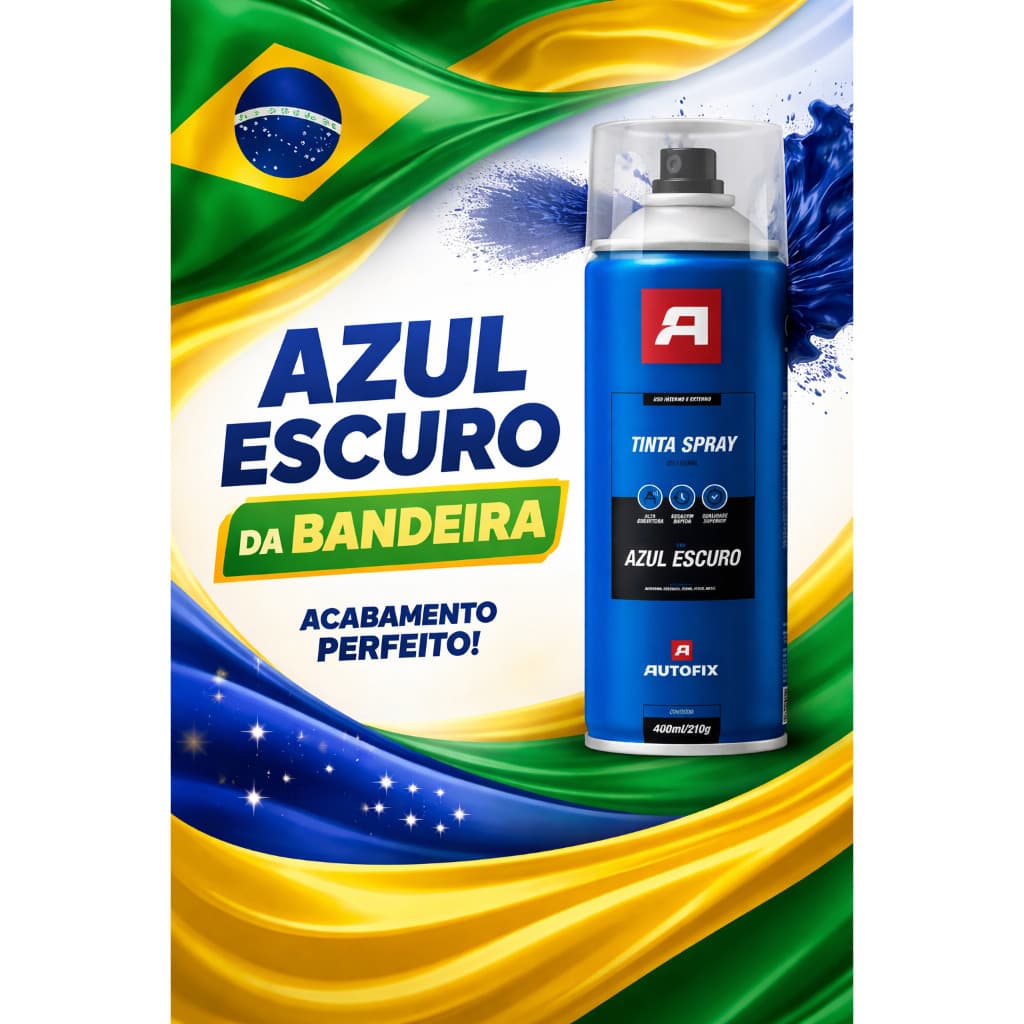 Tinta Spray Uso Geral 400ml Azul Escuro Brasil Metal Madeira Autofix Aerossol Ok