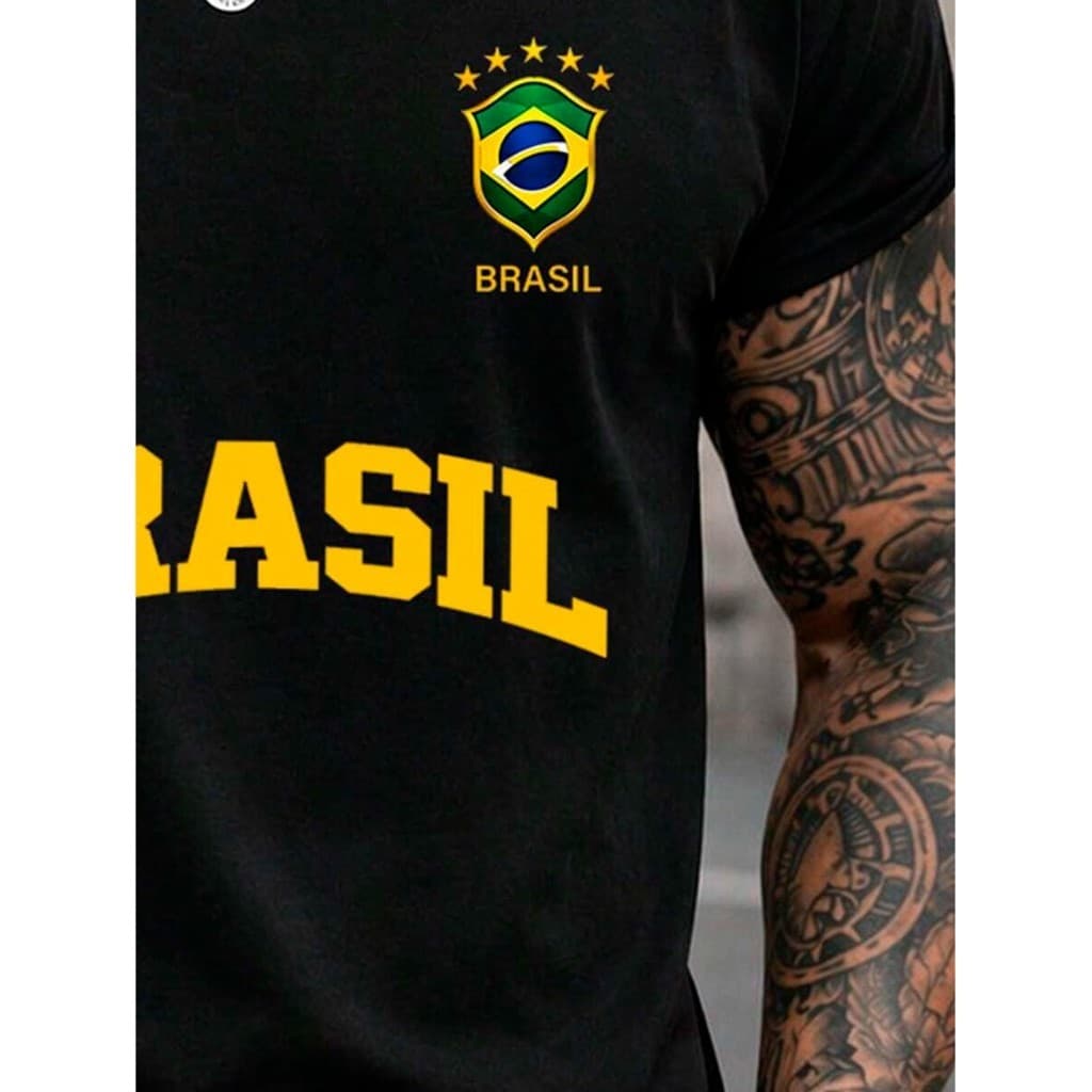 Camiseta Masculina Blusa Brasil 8 T-shirt Verão Manga Curta Camisa Algodão Premium