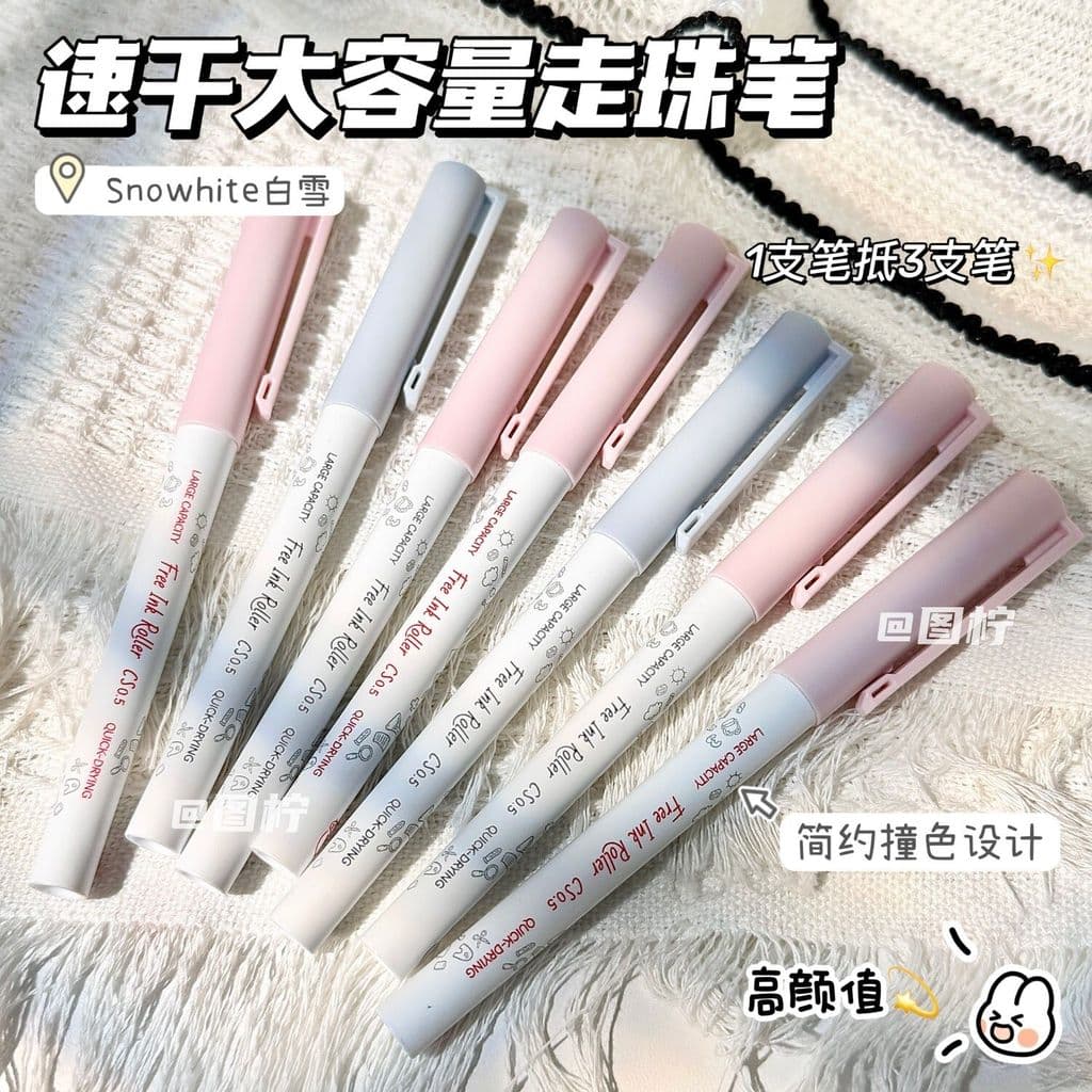Caneta Roll-On líquida reta Baixue Caneta de Gel de grande capacidade Caneta-tinteiro preta vermelha para estudantes 0.5