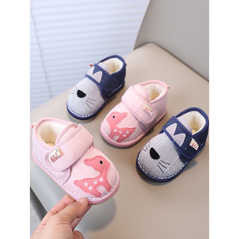 Crianças sapatos de algodão 1-4 anos de idade bebê menina sapatos de inverno forro de lã outono inverno interior casa sa