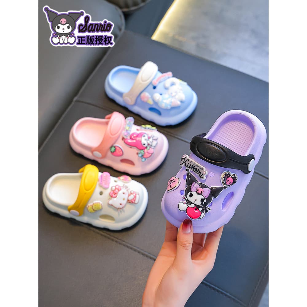 Sanrio Sandálias infantis chinelos merda-pisando meninas verão desenho animado fofo antiderrapante banho interno macio @