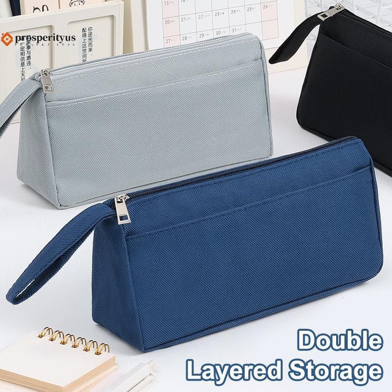 [PPTS] Moda Portátil Oxford Lápis Caso Simples Dupla Camada Papelaria Caixa Crianças Bolsa Grande Capacidade Presentes