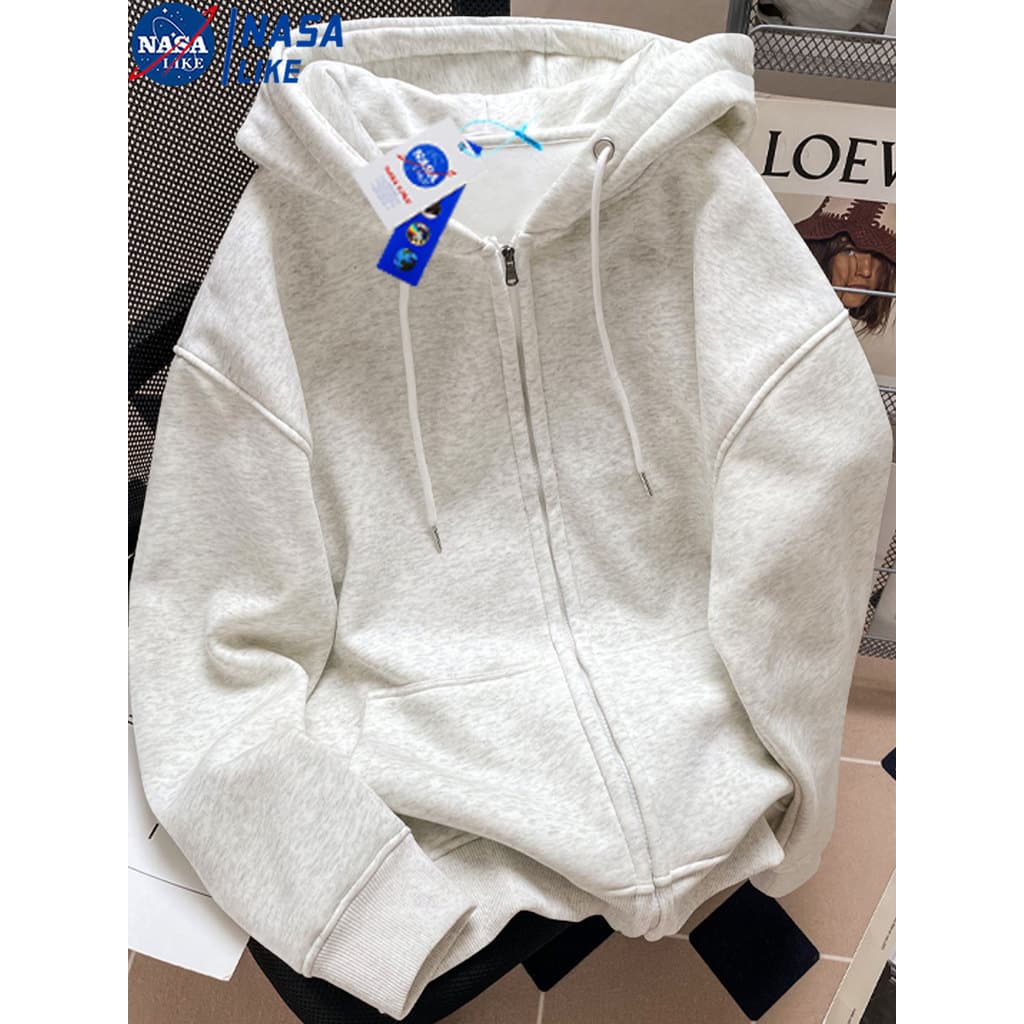 NASA estilo americano zíper Cardigan cinza moletom masculino feminino Street Wear pesado solto All-Match Casual casal Ho