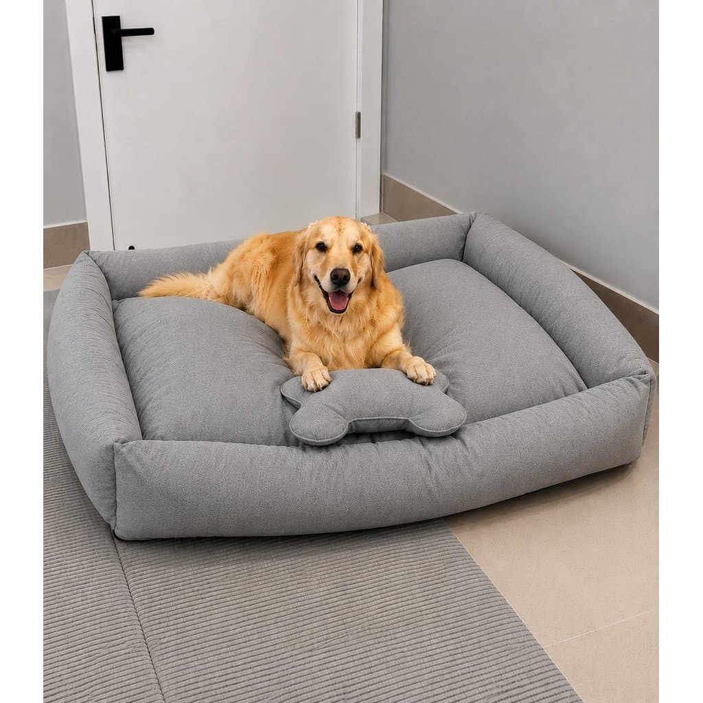 Cama Pet Impermeável Grande 100x70Cm e Media 70x50cm - 100%Lavável Confortável Pra Cachorro Cinza