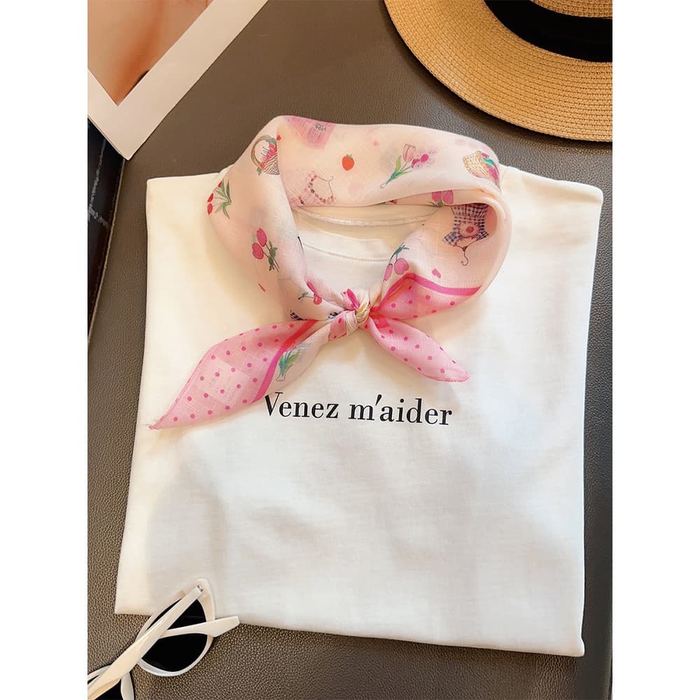 Sobremesa festa rosa lenço de seda moda pequeno lenço quadrado feminino primavera verão decoração pescoço proteção cache