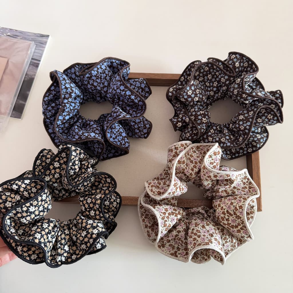 Retro estilo coreano quatro camadas pequeno Floral Scrunchy anel de cabelo High-End elegante cabeça flor preguiçoso moda