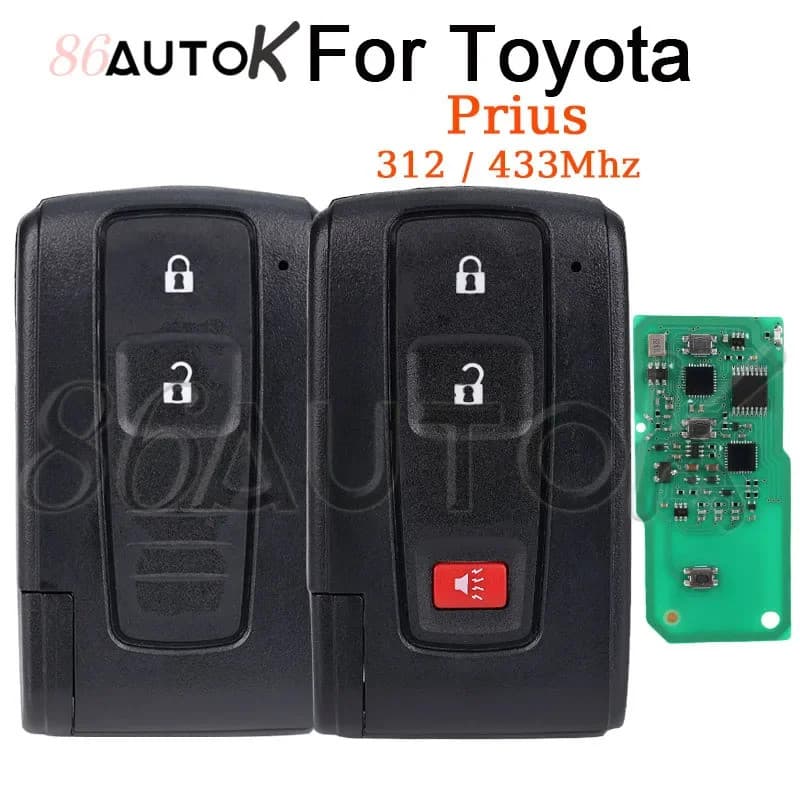 Chave de Controle Remoto para Carro Toyota Prius 2004 - 2009, Chave Keyless Go, Fob com Chip 4D 312/433MHz, Chave de Car